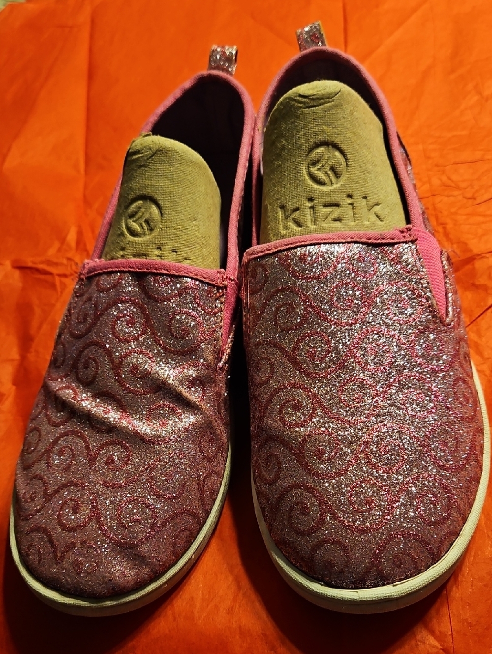 Faded Glory Pink Glitter Slip-On Flats
